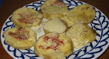 Berenjena con queso al microondas